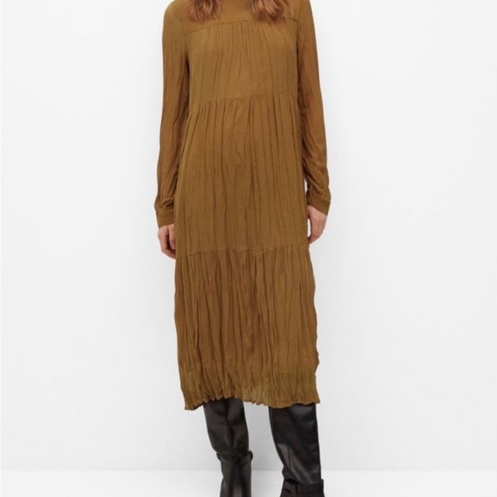 Mango Long Sleeve Brown Dress